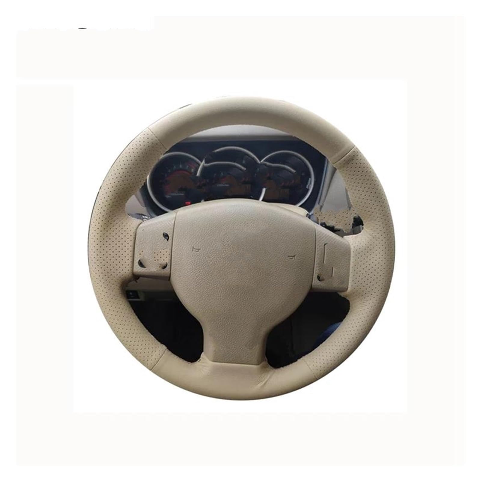 Für Nissan Für Tiida 2004-2010 Für Versa Für Note 2007-2012 Für Livina 2006-2012 Für Sylphy Beigefarbene Lenkradabdeckung aus echtem Leder Auto Lenkradabdeckung(Rot) von FGOFJG