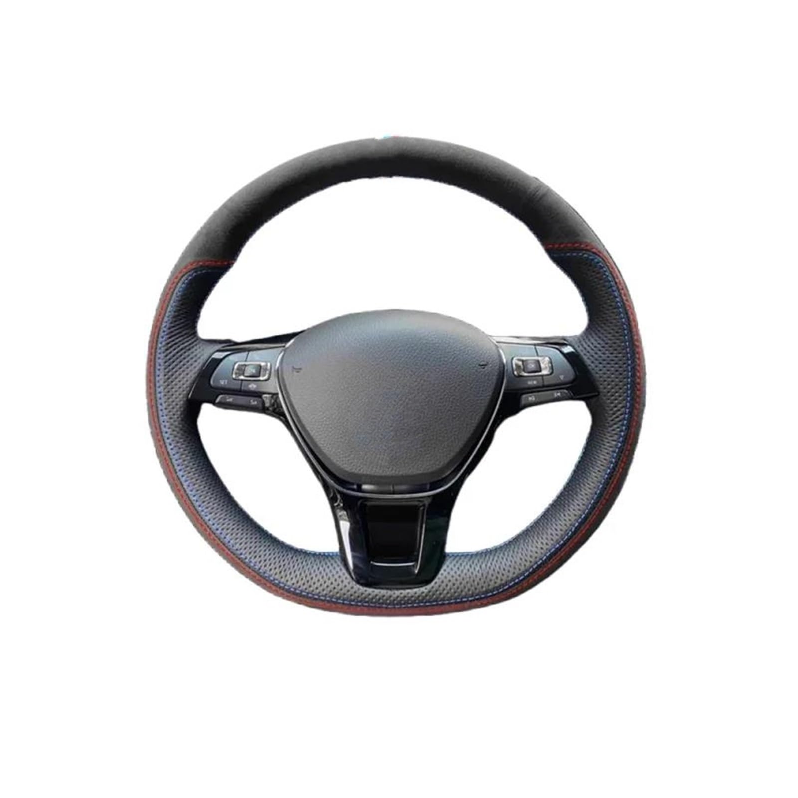 Für VW für Golf 7 für Mk7 für Polo für Jetta für Passat B8 DIY handgenähter schwarzer Lenkradbezug aus Wildleder und echtem Leder Auto Lenkradabdeckung(Gelb) von FGOFJG