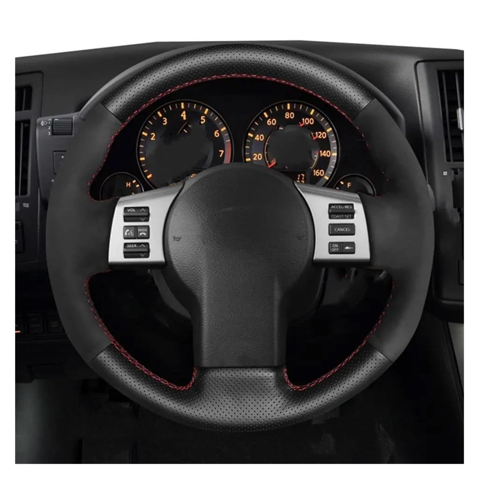 Hand Nähen Schwarze Echte Leder-Lenkradabdeckung Für Infiniti FX FX35 FX45 2003-2008 Für Nissan 350Z 2002-2009 Auto Lenkradabdeckung(Grey) von FGOFJG