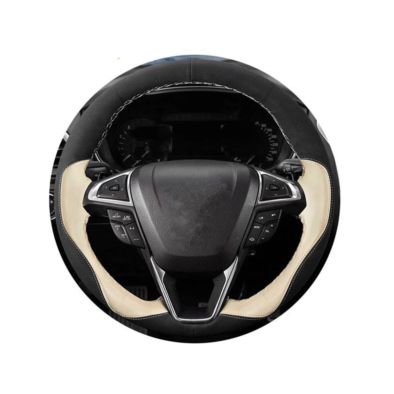 Handgenähte Auto-Lenkradabdeckung Aus Schwarzem Wildleder Für Ford Für Fusion Für Mondeo 2013 2014 Für Edge 2015 2016 Auto Lenkradabdeckung(L-Blue) von FGOFJG