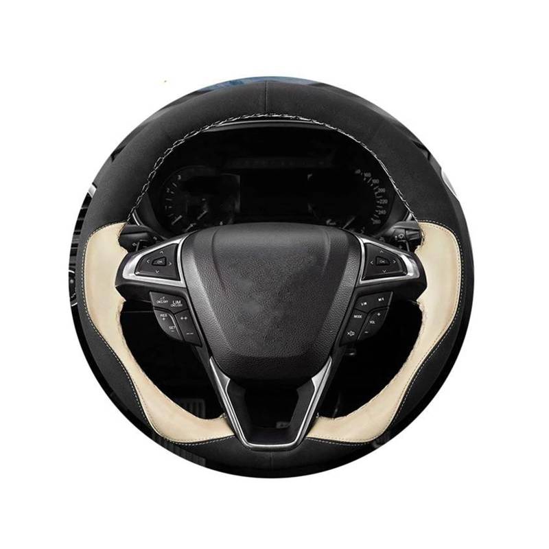 Handgenähte Auto-Lenkradabdeckung Aus Schwarzem Wildleder Für Ford Für Fusion Für Mondeo 2013 2014 Für Edge 2015 2016 Auto Lenkradabdeckung(L-Blue) von FGOFJG