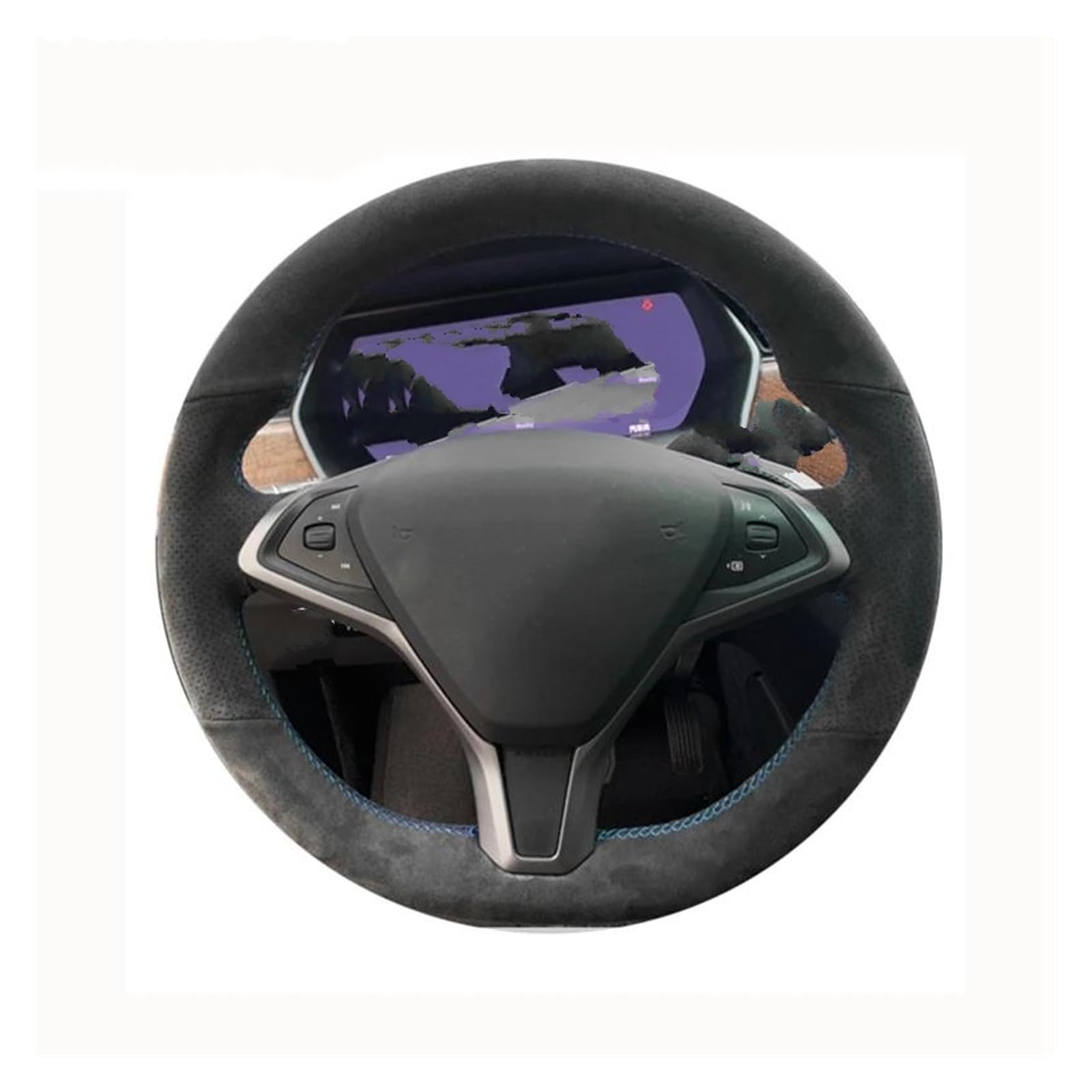 Handgenähte Lenkradbezüge Aus Schwarzem Wildleder Für Tesla Für Model S/X 2016–2020 Auto Lenkradabdeckung(Gelb) von FGOFJG