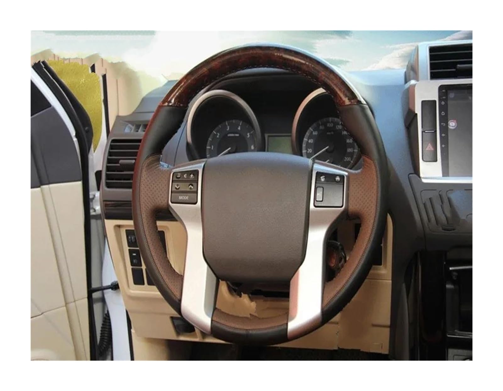 Lenkradabdeckung DIY Hand Nähen Echte Lederauto-Lenkradabdeckungen Für Toyota Für Prado 2010-2015 Autozubehör Auto Lenkradabdeckung(A2) von FGOFJG