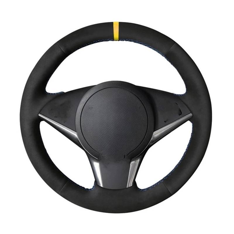 Lenkradschutz DIY Schwarz Echtes Leder Wildleder Auto Lenkrad Abdeckung Für E60 530d 545i 550i E61 E63 E64 630i 645Ci 650i 2004-2009 Auto Lenkradabdeckung(Grey) von FGOFJG