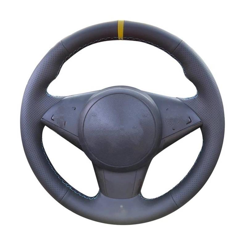 Lenkradschutz Echtes Leder Auto Lenkrad Geflecht Abdeckung Für E60 E61 Touring 530d 545i 550i E63 Coupe E64 630i 645Ci 650i 2003-2010 Auto Lenkradabdeckung(Schwarz) von FGOFJG