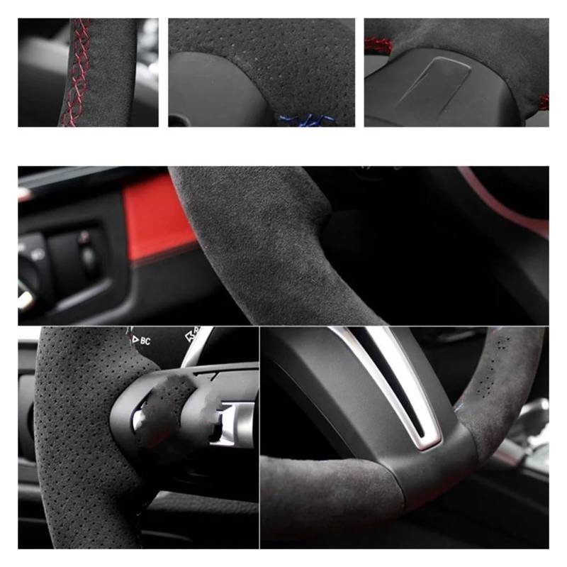Lenkradschutz Für VW Für Golf R Für MK7 Für Golf 7 Für GTI Für VW Für Polo Für GTI Für Scirocco 2015 2016 Autolenkradabdeckung Kohlefaser Echtes Leder Auto Lenkradabdeckung(Rot) von FGOFJG