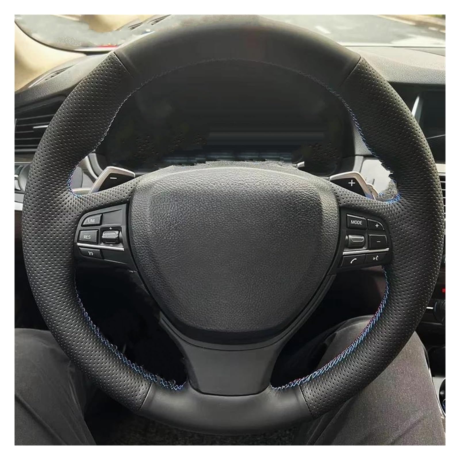 Lenkradschutz Geflochtene Lenkradabdeckung Schwarz Rot Blaue Linie Perforiertes Mikrofaserleder Für 5 6 7er F10 F07 F06 F12 F13 F01 F02 Auto Lenkradabdeckung(Weiss) von FGOFJG