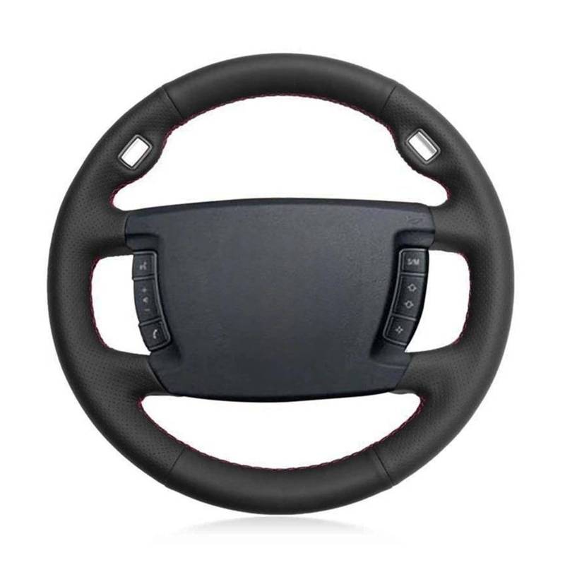 Lenkradschutz Schwarzes Kunstleder-Lenkradbezug für Selbermachen handgenäht für E65 E66 2001–2008 (4-Speichen) Auto Lenkradabdeckung(Weiss) von FGOFJG