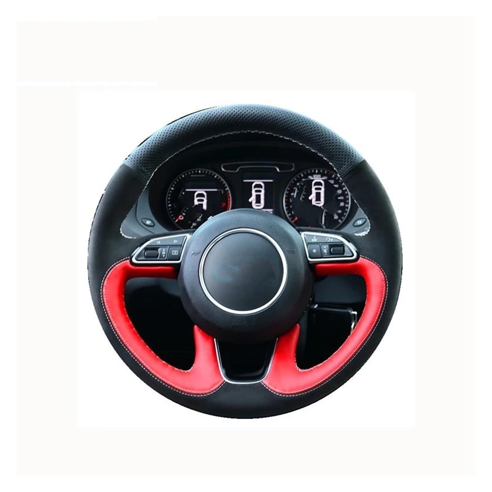 Rotes Lederschwarzer Leder-Lenkradabdeckung Für Quartier Für Q3 2013-2018 Q5 2013-2017 Q7 2012-2015 Auto Lenkradabdeckung(L-Blue) von FGOFJG