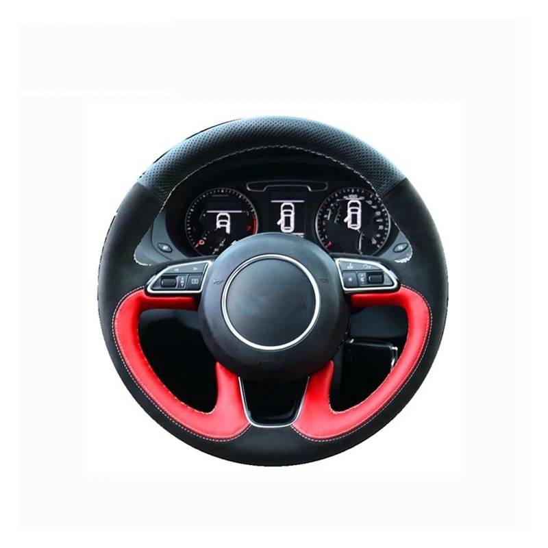 Rotes Lederschwarzer Leder-Lenkradabdeckung Für Quartier Für Q3 2013-2018 Q5 2013-2017 Q7 2012-2015 Auto Lenkradabdeckung(L-Blue) von FGOFJG