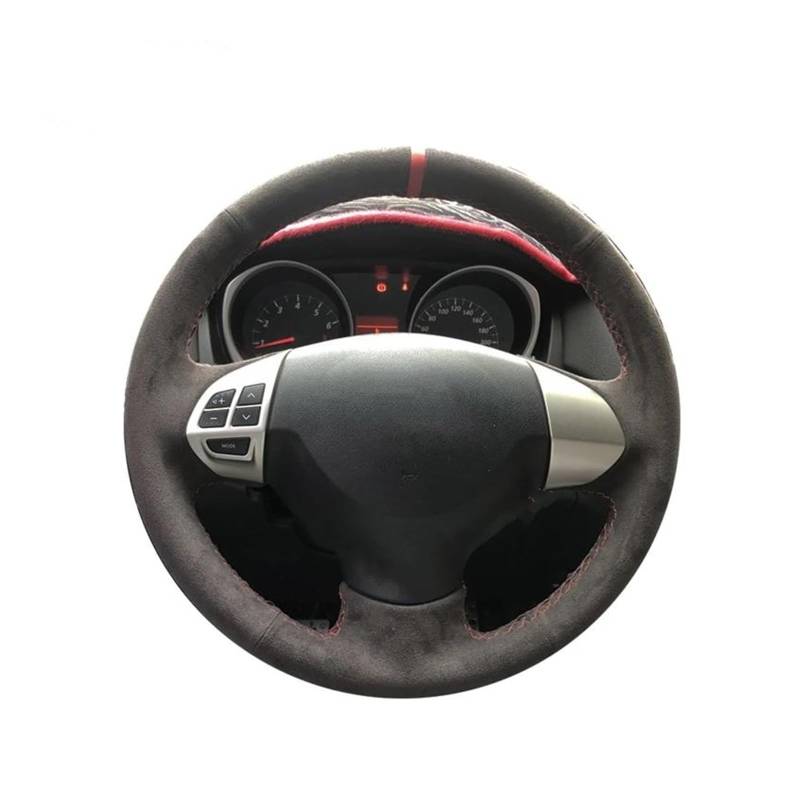 Schwarz Wildleder Auto Lenkrad Abdeckung Für Mitsubishi Für Lancer X 10 2007-2015 Für Outlander 2006-2013 Für ASX 2010-2013 Für Colt Auto Lenkradabdeckung(L-Blue) von FGOFJG