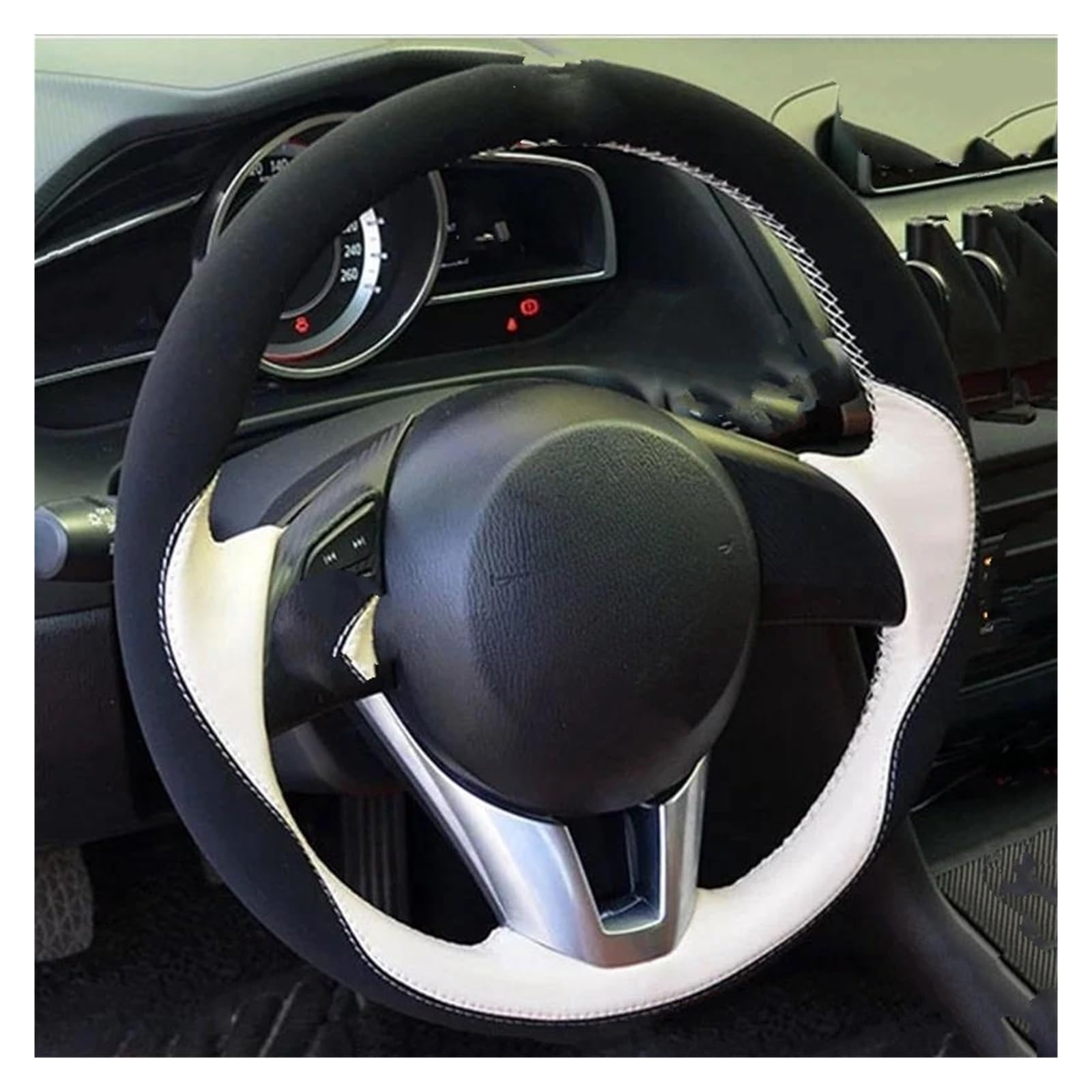 Wildleder Leder Lenkrad Abdeckung DIY Hand-genäht Auto Lenkrad Abdeckung Für Mazda Für Atenza 2014 CX-5 CX5 Für Mazda 3 CX-3 2016 Auto Lenkradabdeckung(Weiss) von FGOFJG