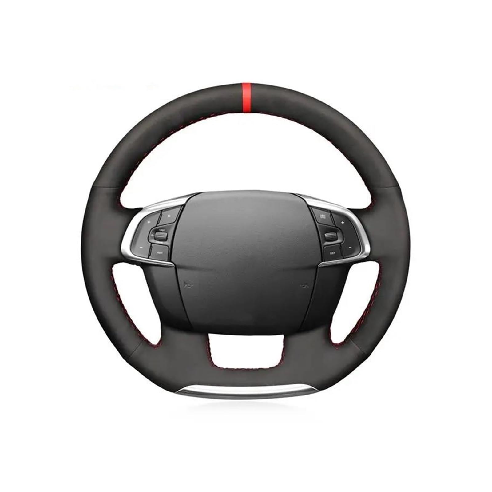 Wildleder Schwarz Hand Nähen Auto Lenkrad Abdeckung Für Citroen C4 C4L DS4 2011 2012 2013 2014-2015 Auto Lenkradabdeckung(L-Blue) von FGOFJG