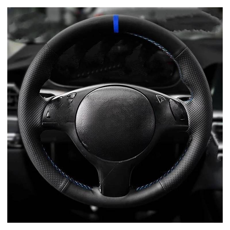 Lenkradschutz Handgeflochtene Autolenkradabdeckung Für 3er 5er E46 E39 Für M3 Für M5 Schwarzes Perforiertes Leder Rote Blaue Linie Blauer Streifen Auto Lenkradabdeckung(Grey) von FGOFJGO