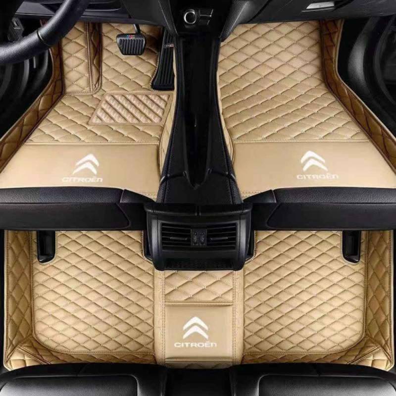 Auto Bodenmatte Fußmatten für Citroen C3 2021, Vollständig Umgebenes Leder Fußmatten Teppich Wasserfest Antirutsch Zubehör,normal-D von FGXBD