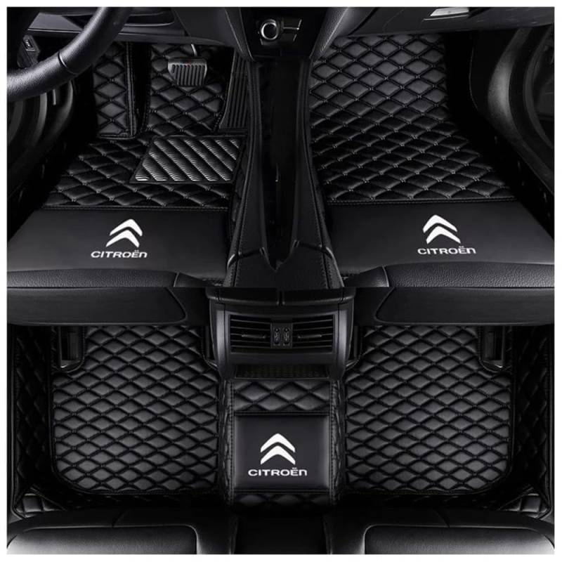 Auto Bodenmatte Fußmatten für Citroen C5 Aircross 2019-2023 2024 2025, Vollständig Umgebenes Leder Fußmatten Teppich Wasserfest Antirutsch Zubehör,normal-A von FGXBD