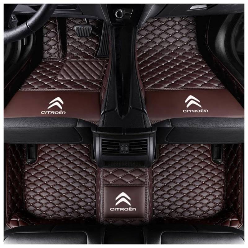 Auto Bodenmatte Fußmatten für Citroen C5 Aircross 2019-2023 2024 2025, Vollständig Umgebenes Leder Fußmatten Teppich Wasserfest Antirutsch Zubehör,normal-B von FGXBD