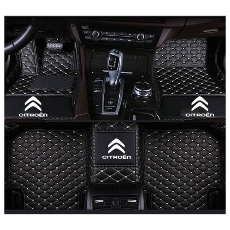 Auto Bodenmatte Fußmatten für Citroen C5 Aircross 2019-2023 2024 2025, Vollständig Umgebenes Leder Fußmatten Teppich Wasserfest Antirutsch Zubehör,normal-E von FGXBD