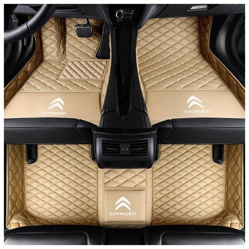 Auto Bodenmatte Fußmatten für Citroen C5 Aircross 2019-2023 2024 2025, Vollständig Umgebenes Leder Fußmatten Teppich Wasserfest Antirutsch Zubehör,normal-F von FGXBD