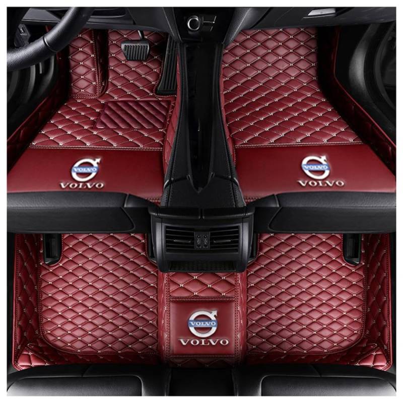 Auto Bodenmatte Fußmatten für Volvo V40 Cross Contry 2012-2023 2024 2025, Vollständig Umgebenes Leder Fußmatten Teppich Wasserfest Antirutsch Zubehör,normal-D von FGXBD