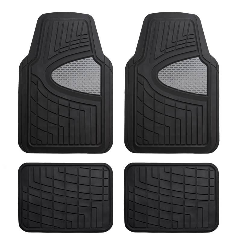 Auto-Fußmatten, Grau und Schwarz, universell passend für die meisten Autos, SUVs und Lastwagen, kompletter Satz für FH Group F11311GRAYBLACK von FH GROUP