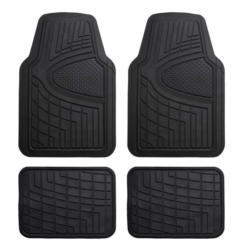 Auto-Fußmatten, schwarz, universell passend, strapazierfähig, für die meisten Autos, SUVs und LKWs, kompletter Satz für FH Group F11311BLACK von FH GROUP