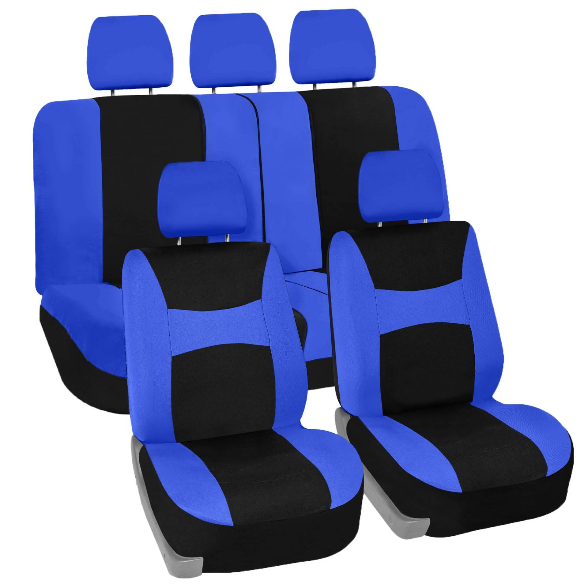 FH Group Autositzbezüge Blau/Schwarz Universal Fit Bucket Bench Cover passend für die meisten Autos, SUVs und Trucks (Komplettset Airbag kompatibel mit geteilter Bank) FB030BLUEBLACK115-SEAT von FH GROUP
