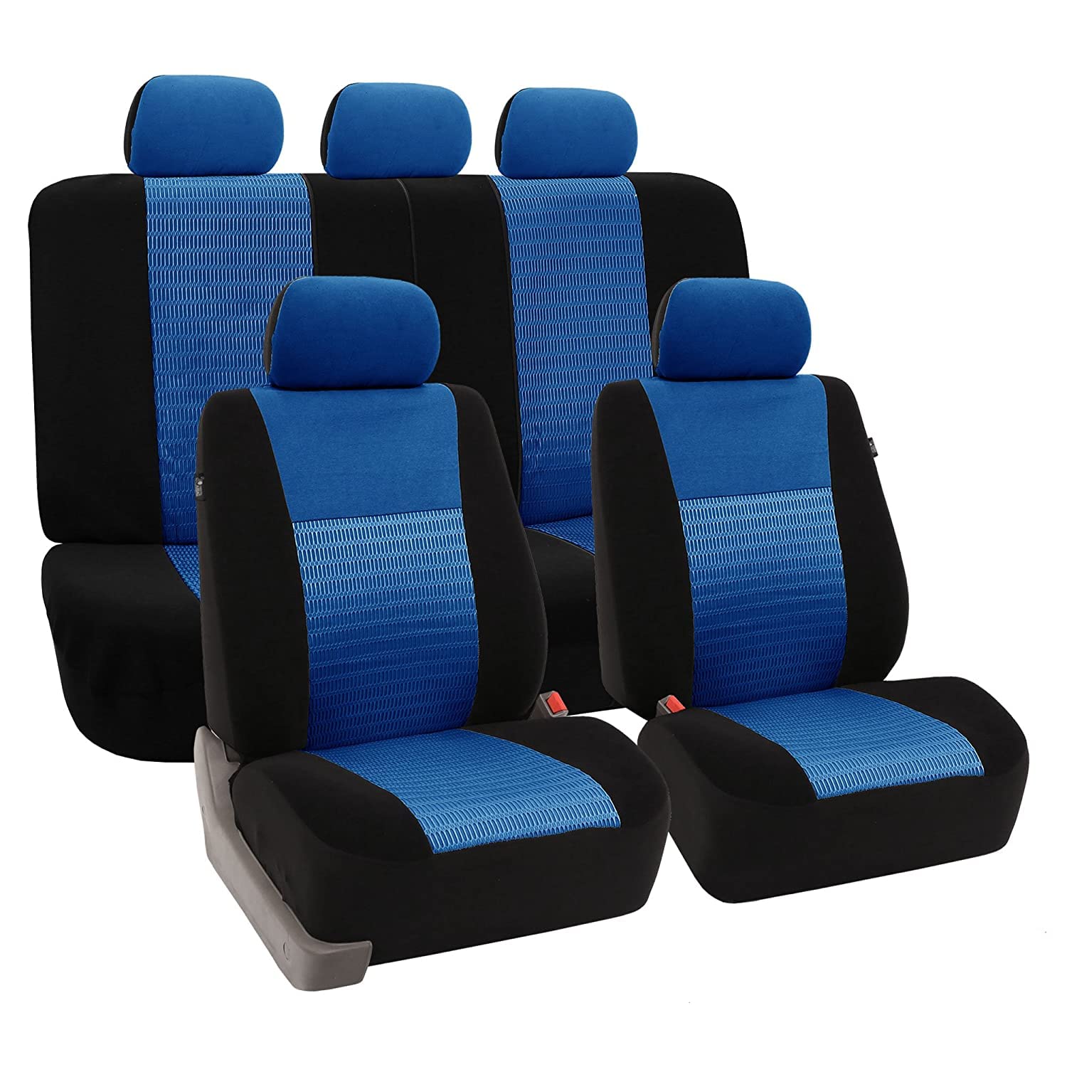 FH GROUP FB060115 Trendy Elegance Full Set car seat Covers (Airbag & Split Ready), Blue von FH GROUP
