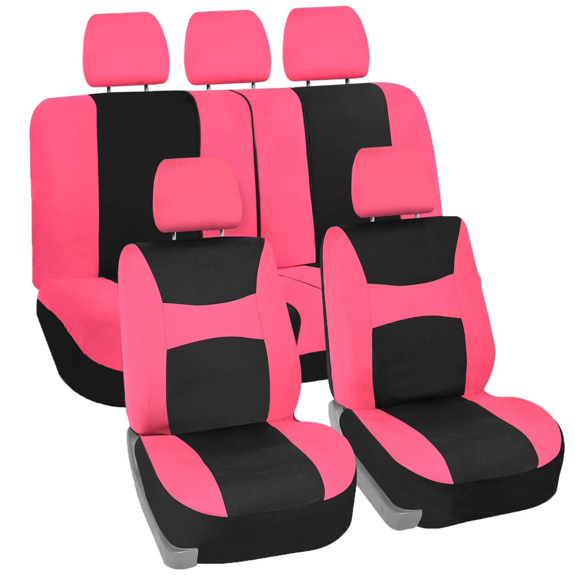 FH Group Autositzbezüge, rosa, universell passend für Eimer und Bankbezug, passend für die meisten Autos, SUVs und Lastwagen (Komplettset Airbag kompatibel mit geteilter Bank) FB030PINK115 von FH GROUP