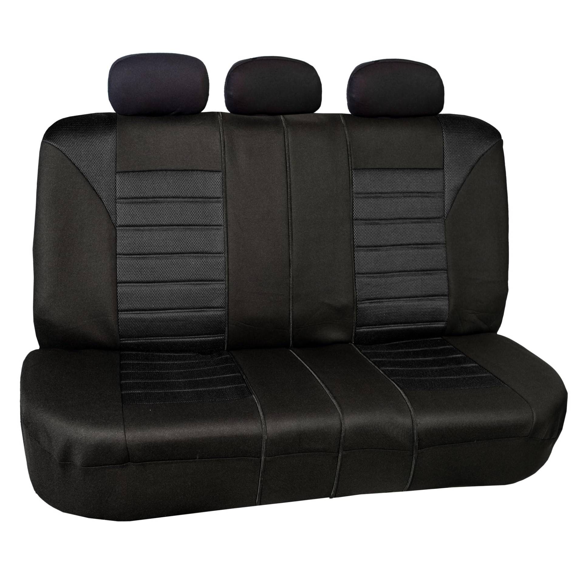 FH GROUP Autositzbezüge 3D Air Mesh - Universal Passform Niedrige Rückenlehne Airbag kompatibel Split Bank Rücksitz Waschbar Sitzbezug für SUV und Limousine Hinten Set Schwarz von FH GROUP