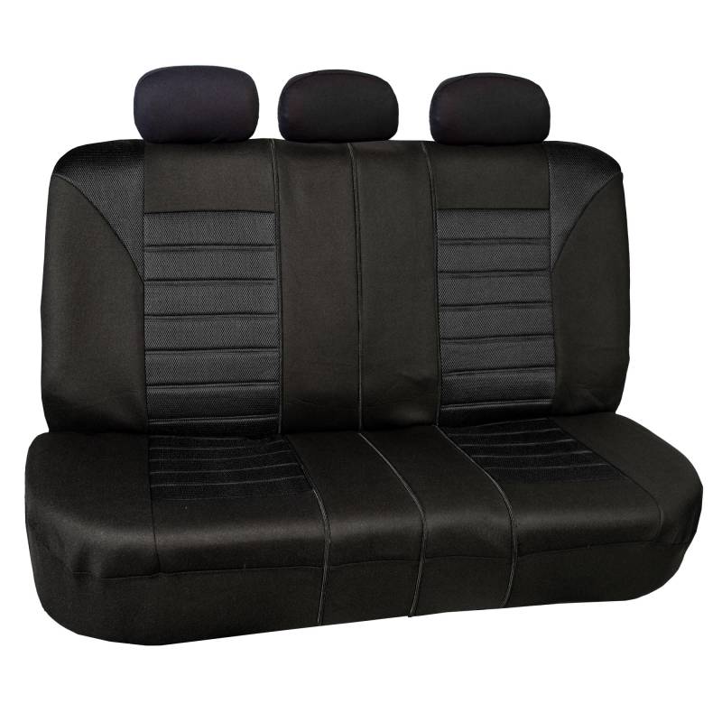 FH GROUP Autositzbezüge 3D Air Mesh - Universal Passform Niedrige Rückenlehne Airbag kompatibel Split Bank Rücksitz Waschbar Sitzbezug für SUV und Limousine Hinten Set Schwarz von FH GROUP