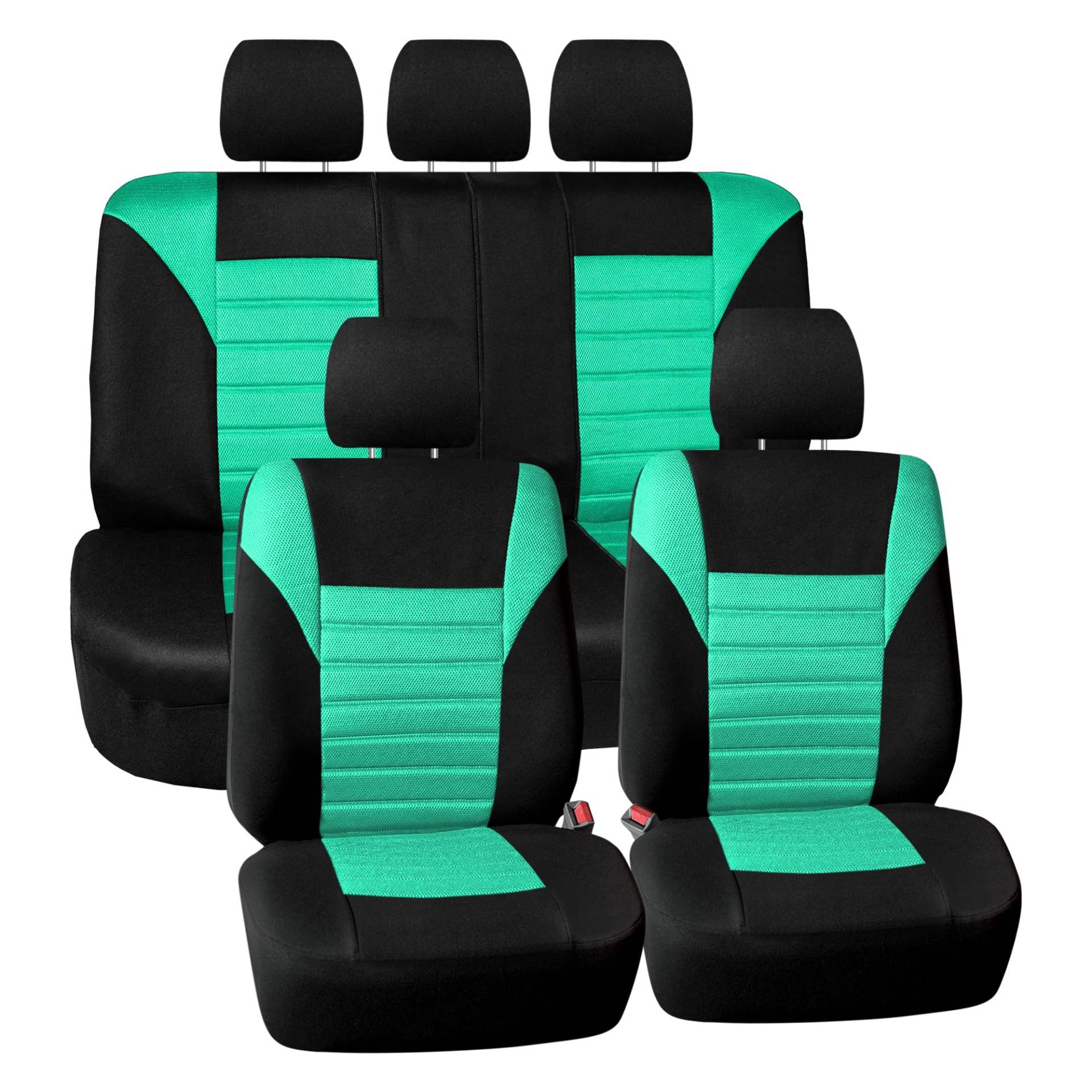 FH Group Autositzbezüge, komplettes Set, 3D-Air-Mesh – universelle Passform, Auto-Sitzbezüge, niedrige Rückenlehne, Airbag-kompatibel, Geteilte Sitzbank, waschbarer Autositzbezug für SUV, Limousine, von FH GROUP