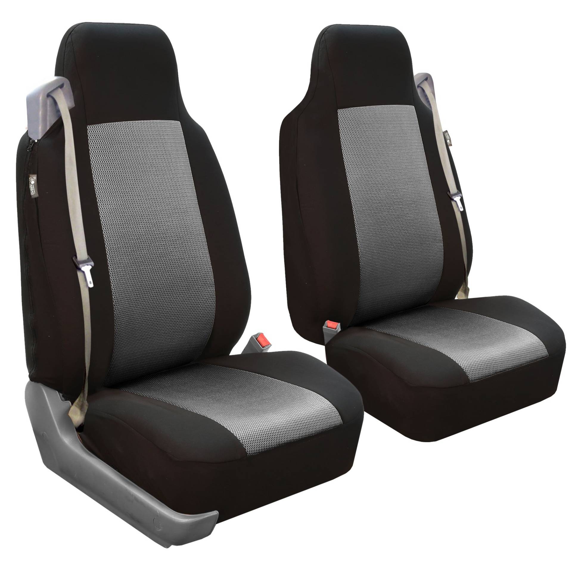 FH GROUP Autositzbezüge vorne Set Grau Tuch - Universal Fit, Auto, Lieferwagen, Autositzbezug, Waschbarer Autositzbezug, Autositzbezüge für SUV, Limousine, Van von FH GROUP