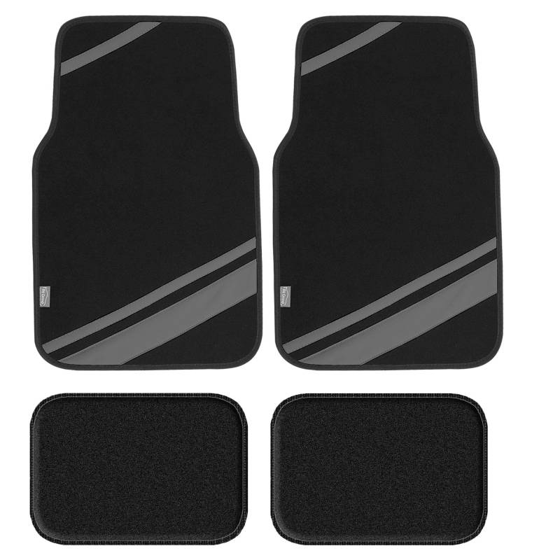 FH GROUP F14501GRAY Universal-Fußmatten-Set (mit Kunstleder für Autos, Coupes, kleine SUVs), grau von FH GROUP