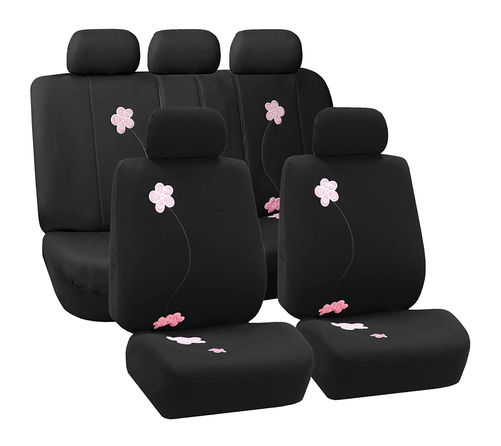 FH GROUP FB053BLACK115 Vollen Satz Blumendesign-Autositzbezüge, Schwarz, Anzahl 11 FH GROUP FB053BLACK115 Vollen Satz Blumendesign-Autositzbezüge, Schwarz, Anzahl 11 von FH GROUP