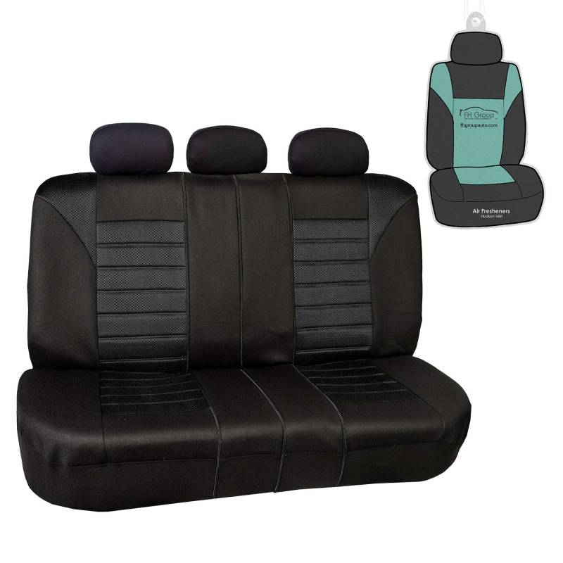 FH GROUP FB068013 Premium 3D-Air-Mesh-Sitzbezug mit geteiltem Sitz, mit Geschenk, einfarbig, schwarz, passend für die meisten Autos, LKWs, SUVs oder Lieferwagen von FH GROUP