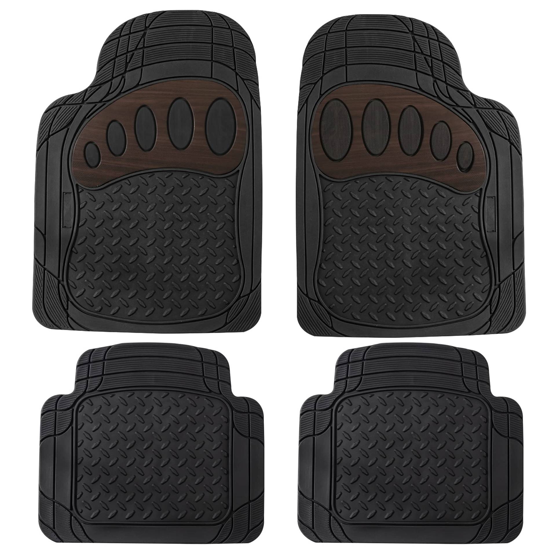 FH Group Auto-Fußmatten, universelle Passform, zuschneidbar, klimafest, für jedes Wetter, strapazierfähiges Gummi, passend für die meisten Autos, SUVs und LKWs, mit Fußabdruck-Design, komplettes Set, FH Group Auto-Fußmatten, universelle Passform, zuschneidbar, klimafest, für jedes Wetter, strapazierfähiges Gummi, passend für die meisten Autos, SUVs und LKWs, mit Fußabdruck-Design, komplettes Set, von FH GROUP