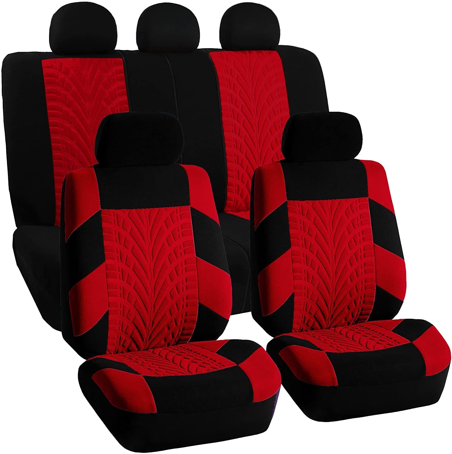 FH Group Autositzbezüge, komplettes Set, Premium-Stoff, universelle Passform, Auto-Sitzbezug, Vordersitzbezüge für niedrige Rückenlehne, Airbag-kompatibel, Geteilte Sitzbank, waschbarer Sitzbezug für von FH GROUP