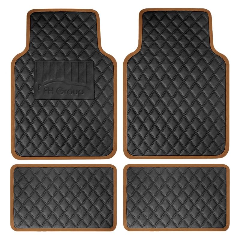 FH Group F12003BROWN Universal-Passform Diamantmuster Kunstleder Beige Automatten passend für die meisten Autos, SUVs und LKWs von FH GROUP