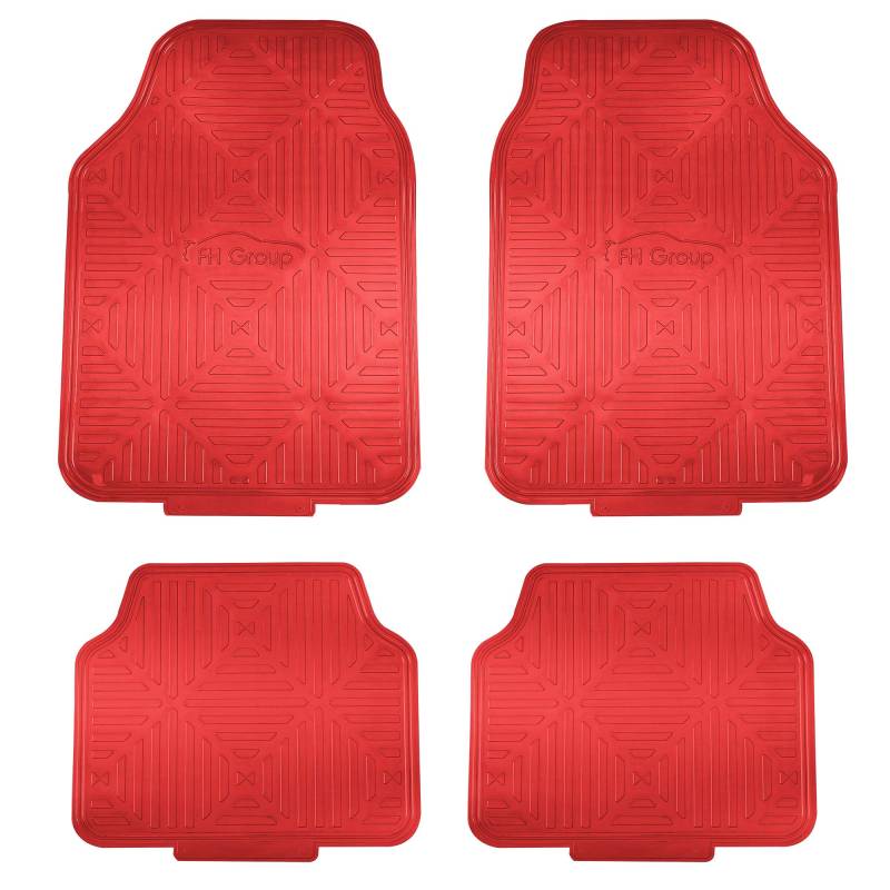 FH Group F14410RED Fußmatten mit Gummirückseite (rot) Komplettset – universell passend für die meisten Autos, LKWs & SUVs von FH GROUP