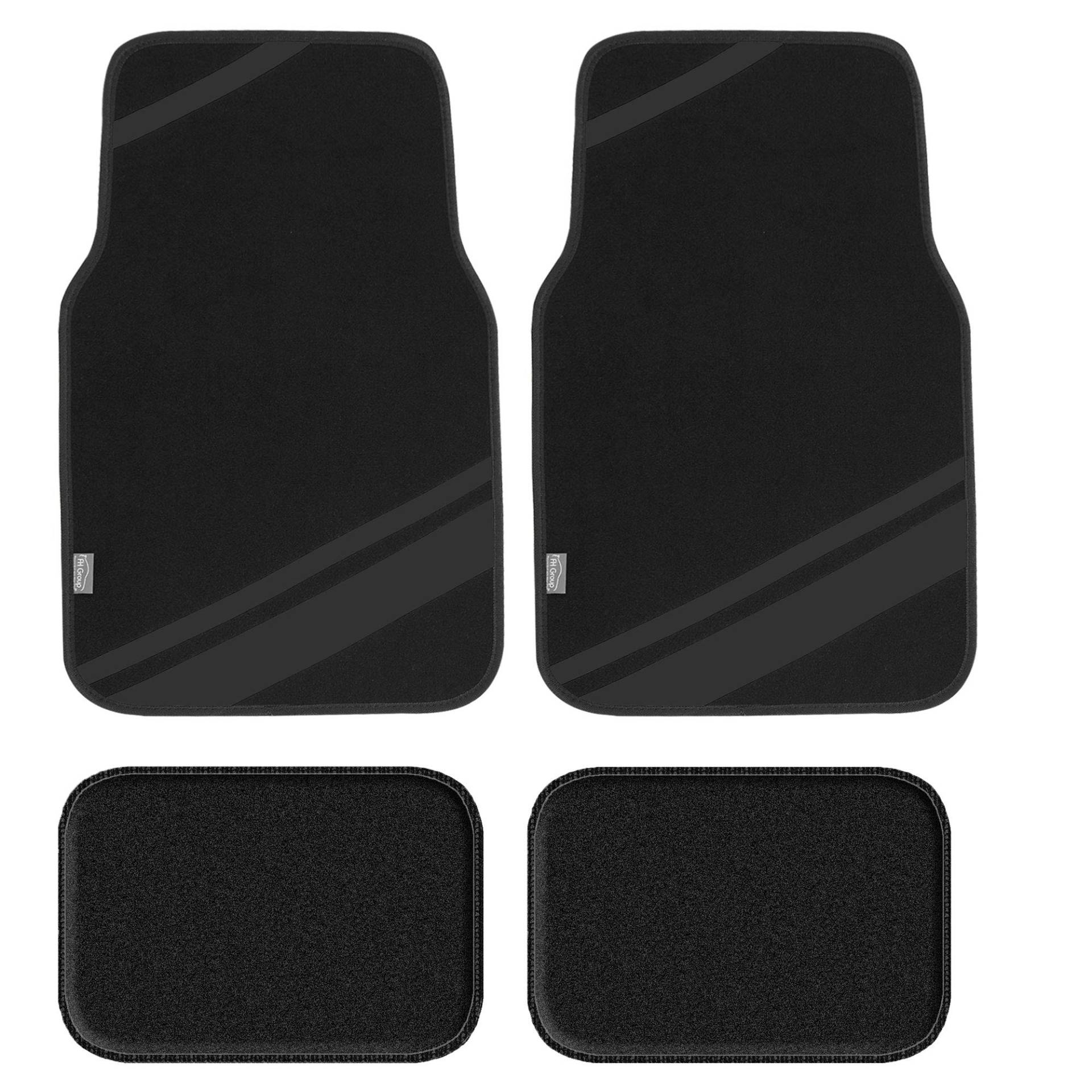 FH Group F14501BLACK Universal Passform Teppich Fußmatten Komplettset (mit Kunstleder für Autos, Coupes, kleine SUVs) von FH GROUP