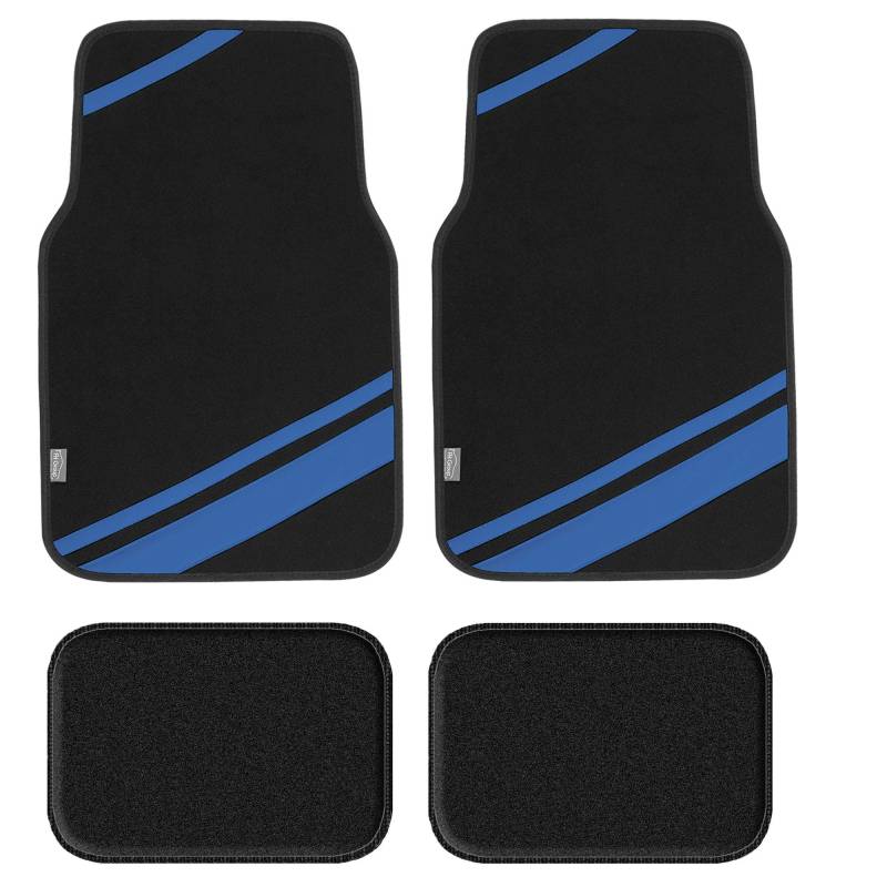 FH Group F14501BLUE Universal Passform Teppich Fußmatten Komplettset (mit Kunstleder für Autos, Coupes, kleine SUVs), blau von FH GROUP