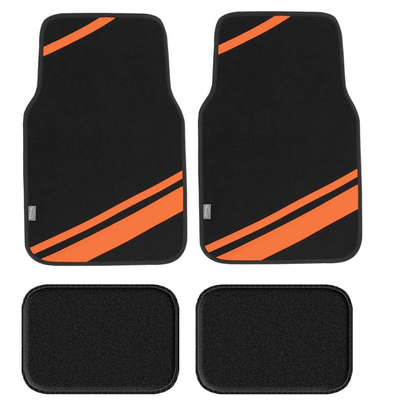 FH Group F14501ORANGE Universal Passform Teppich Fußmatten Komplettset (mit Kunstleder für Autos, Coupes, kleine SUVs), Orange von FH GROUP