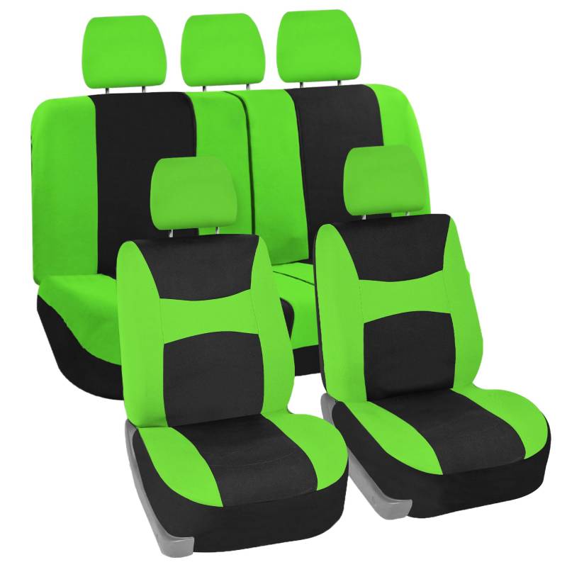 FH Group FB030GREEN115-SEAT Universal Fit Green Bucket Autositzbezüge und Bankbezug passend für die meisten Autos, SUVs und Lastwagen (kompletter Airbag kompatibel mit geteilter Bank) von FH GROUP