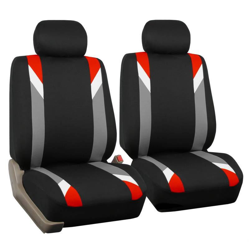 FH GROUP Vordersitzbezüge aus Stoff für Autositze mit niedriger Rückenlehne und Abnehmbarer Kopfstütze, universelle Passform, Airbag-kompatibel, Sitzbezug für SUV, Limousine, Van, Rot von FH GROUP