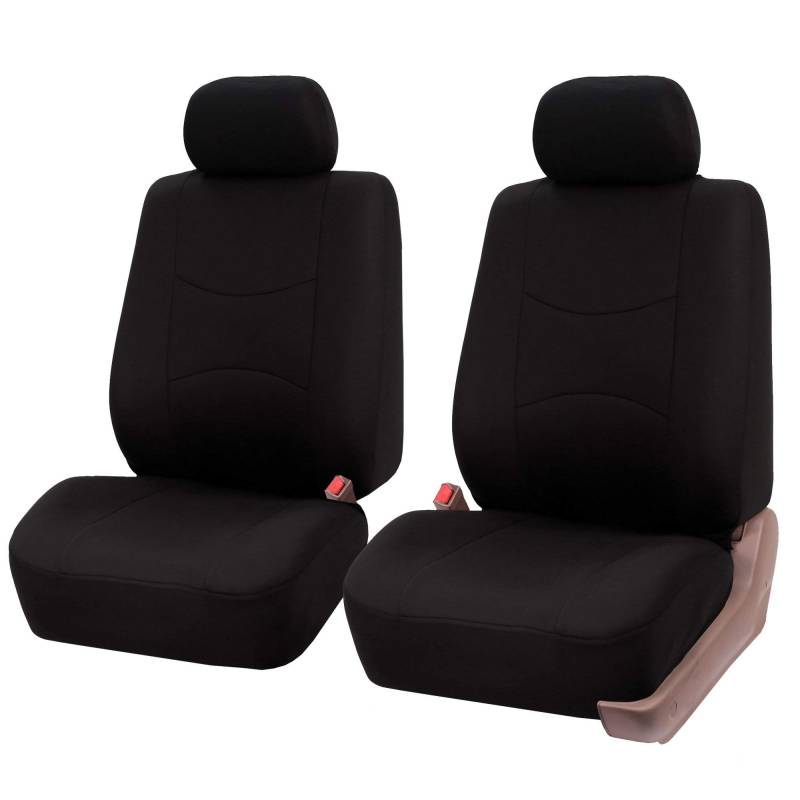 FH GROUP Car Seat Covers Front Set Black Cloth - Seat Covers for Low Back Car Seats with Removable Headrest, Universal Fit, Automotive Seat Cover, Airbag Compatible Car Seat Cover for SUV, Sedan, Van von FH GROUP