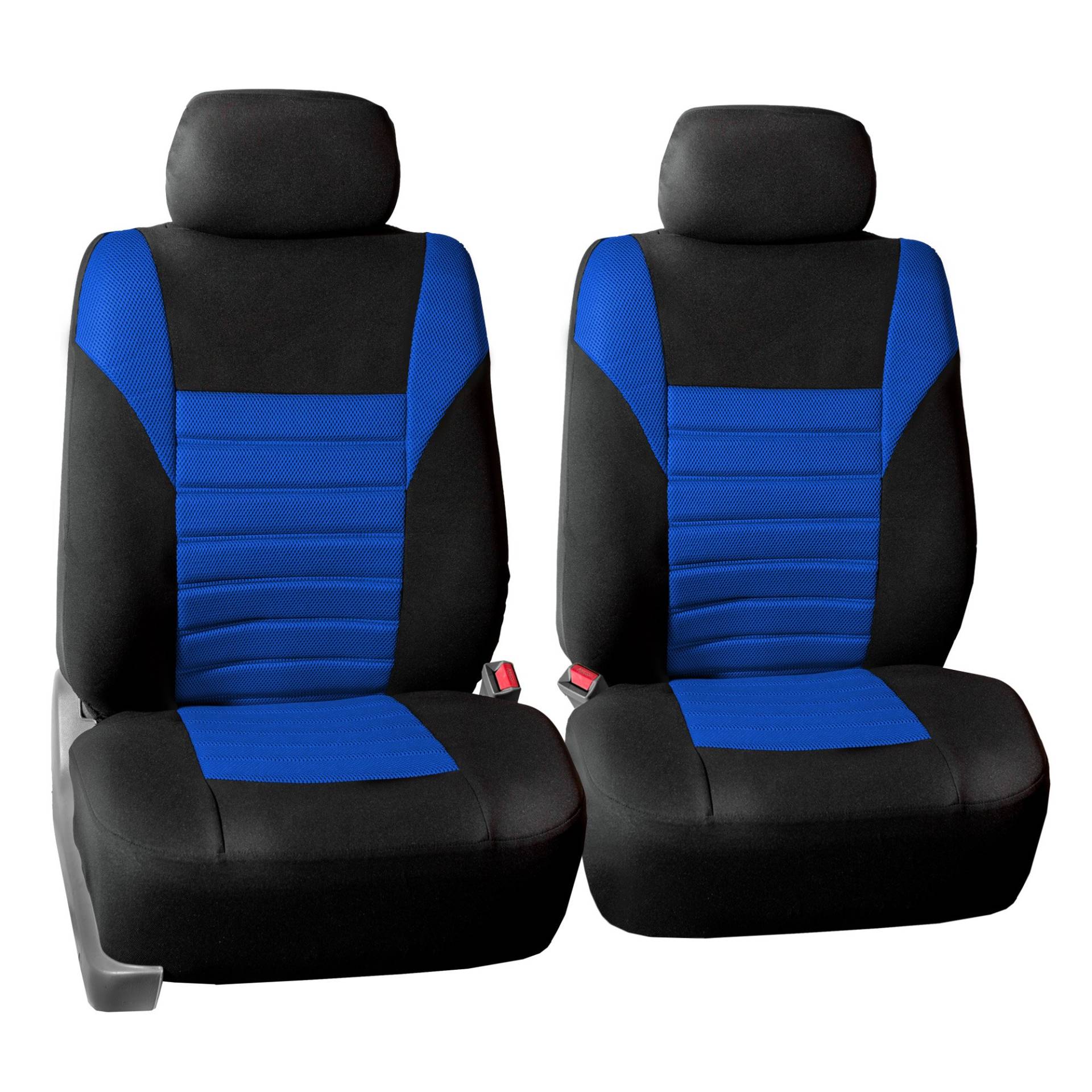FH Group Autositzbezüge vorne Set Premium Blau 3D Air Mesh - Low Back Autositze mit abnehmbarer Kopfstütze, Universal Fit, Automotive Sitzbezug, Airbag Kompatibel Autositzbezug für SUV, Limousine, Van von FH GROUP