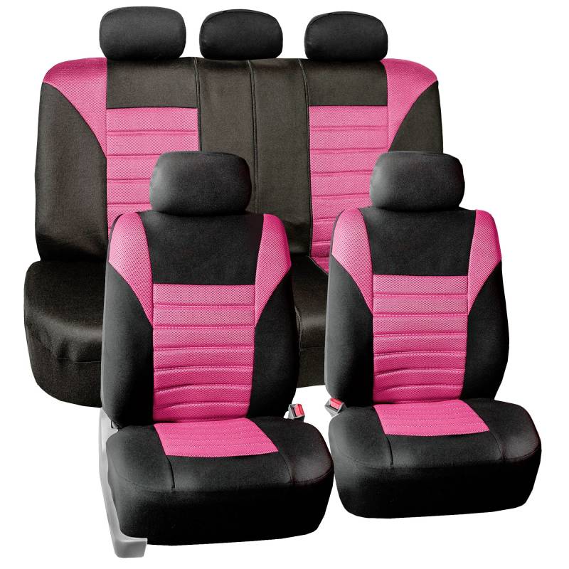FH Group FB068PINK115 Autositzbezug (Premium 3D Air Mesh Design Airbag und hintere Geteilte Bank kompatibel) Pink von FH GROUP