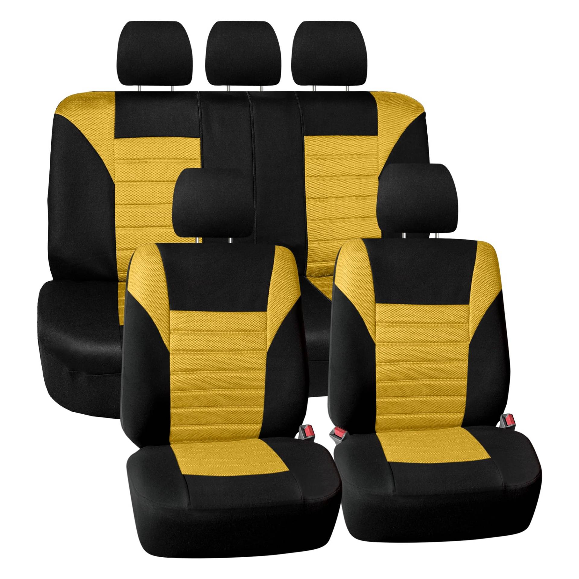 FH Group Autositzbezüge Vollständiges Set 3D Air Mesh - Universelle Passform, Automobil-Sitzbezüge, Niedrige Rückenlehne, Airbag-kompatibel, Geteilte Sitzbank Rücksitz, Waschbarer Autositzbezug für von FH GROUP