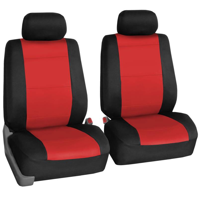 FH Group Autositzbezüge vorne Set Rot Neopren - Autositzbezug für niedrige Rücksitze mit Abnehmbarer Kopfstütze, universelle Passform, Autositzbezüge, Airbag kompatibel, Autositzbezug für SUV und Van von FH GROUP